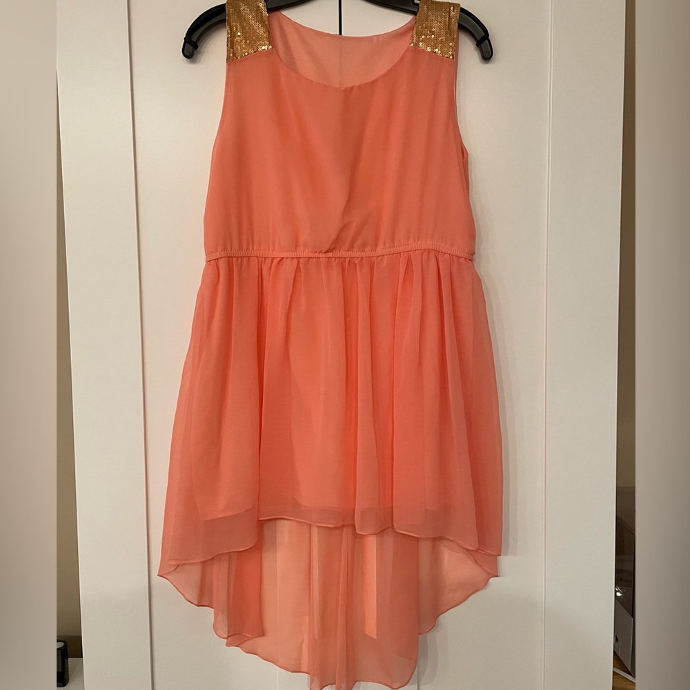 Women Orange Party Dress Sleeveless - Picture 1 of 7
